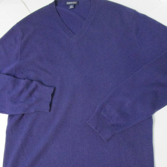 Mens Purple CASHMERE Classic V Neck Pullover Sweater - Picture 8 of 8